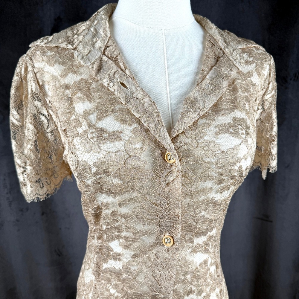 Vintage Betty Jackson Y2K Sheer Lace Top Coquette Whimsigoth Fairy Grunge‎ S